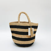 StrawWeave Eco-Friendly Handmade Raffia Tote Bag, Women's Large Capacity Striped Color-Block Woven Handbag, Stylish Top-Handle Summer Beach Vacation Purse